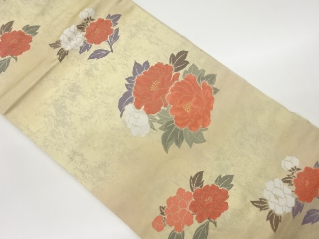 JAPANESE NAGOYA OBI / WOVEN PEONY